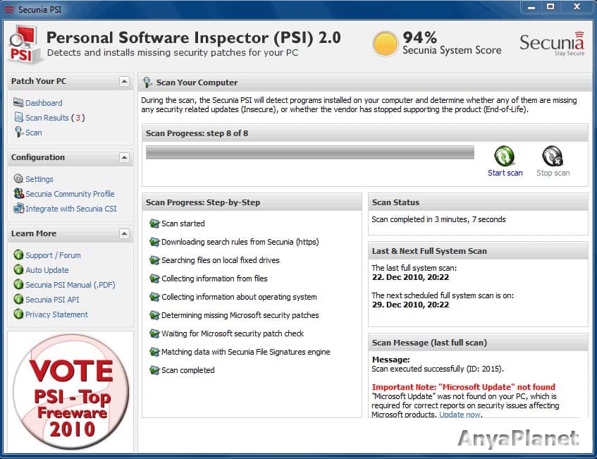 Скачать Secunia Personal Software Inspector (PSI) бесплатный сканер, устранение уязвимостей m3